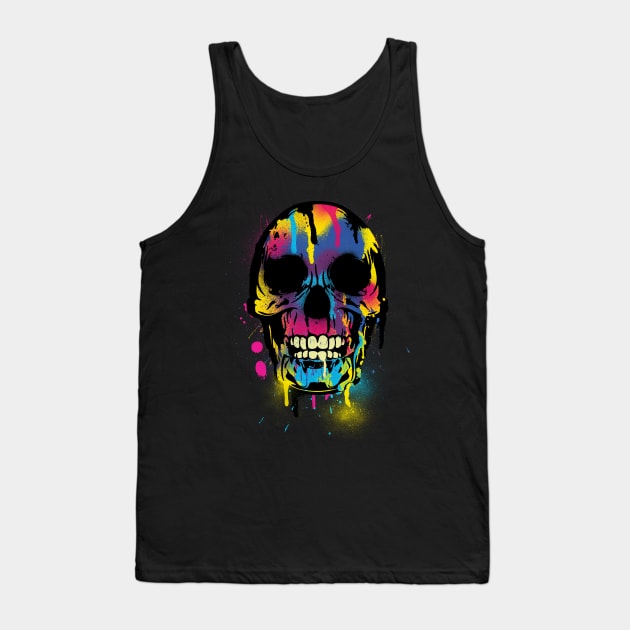 Neon Paint Sugar Skull Tank Top by ddtk